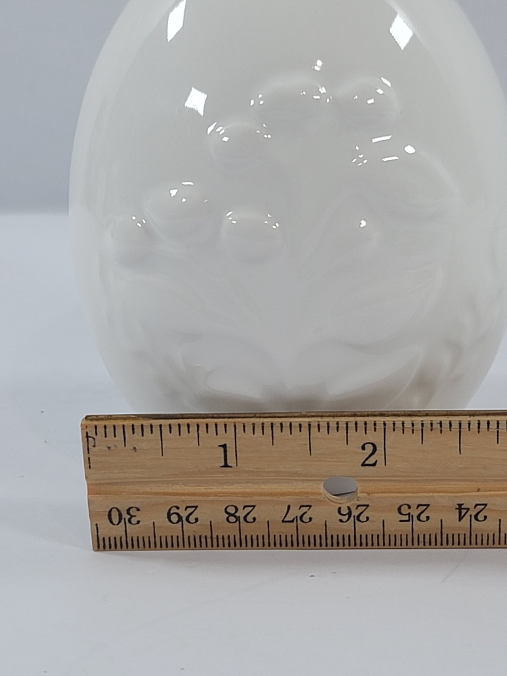 White Ceramic Egg Embossed Raised Floral Design - Picture 9 of 9